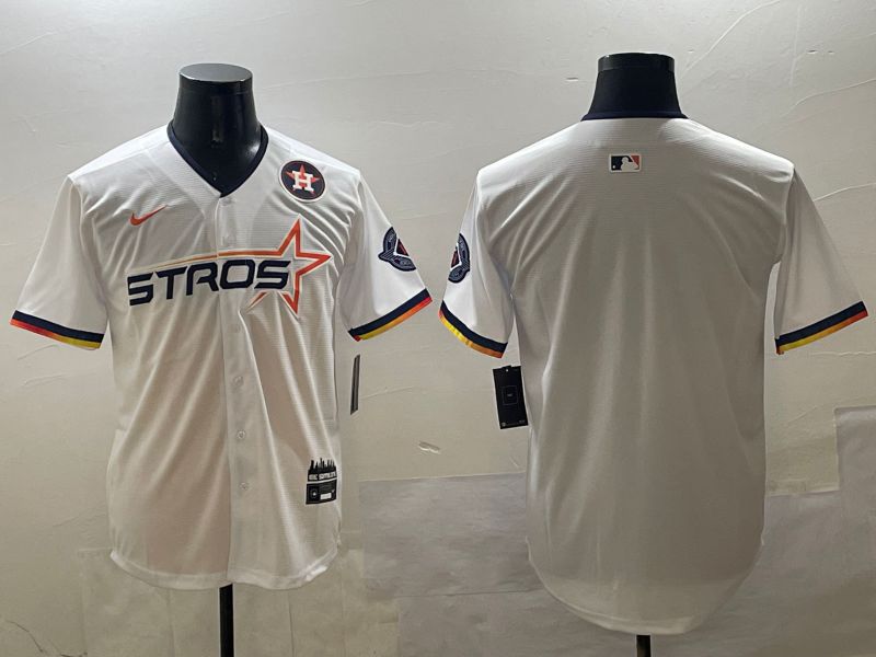 Men Houston Astros Blank White Three generations Joint Name 2025 Nike MLB Jersey style 3